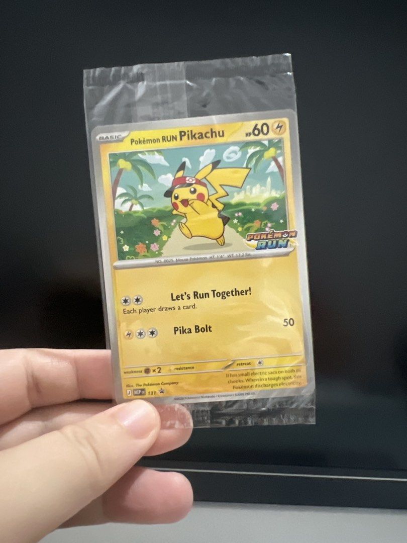Pikachu 131 (Category: Raw Singles) located in Teresa. Submitted by fyu1611 (Listing ID 1469923638, Image 1). Description: POKEMON RUN PIKACHU CARD MEP 131 (Local Buyers only) RFS: Selling on behalf of a friend P5,200 - with card sleeve and toploader I can send videos or more pictures of the cards up close. Please send a message if you have questions. Thank you! —SHIPPING/PAYMMENT INFORMATION— Card will be sealed and shipped via Lalamove or GrabE