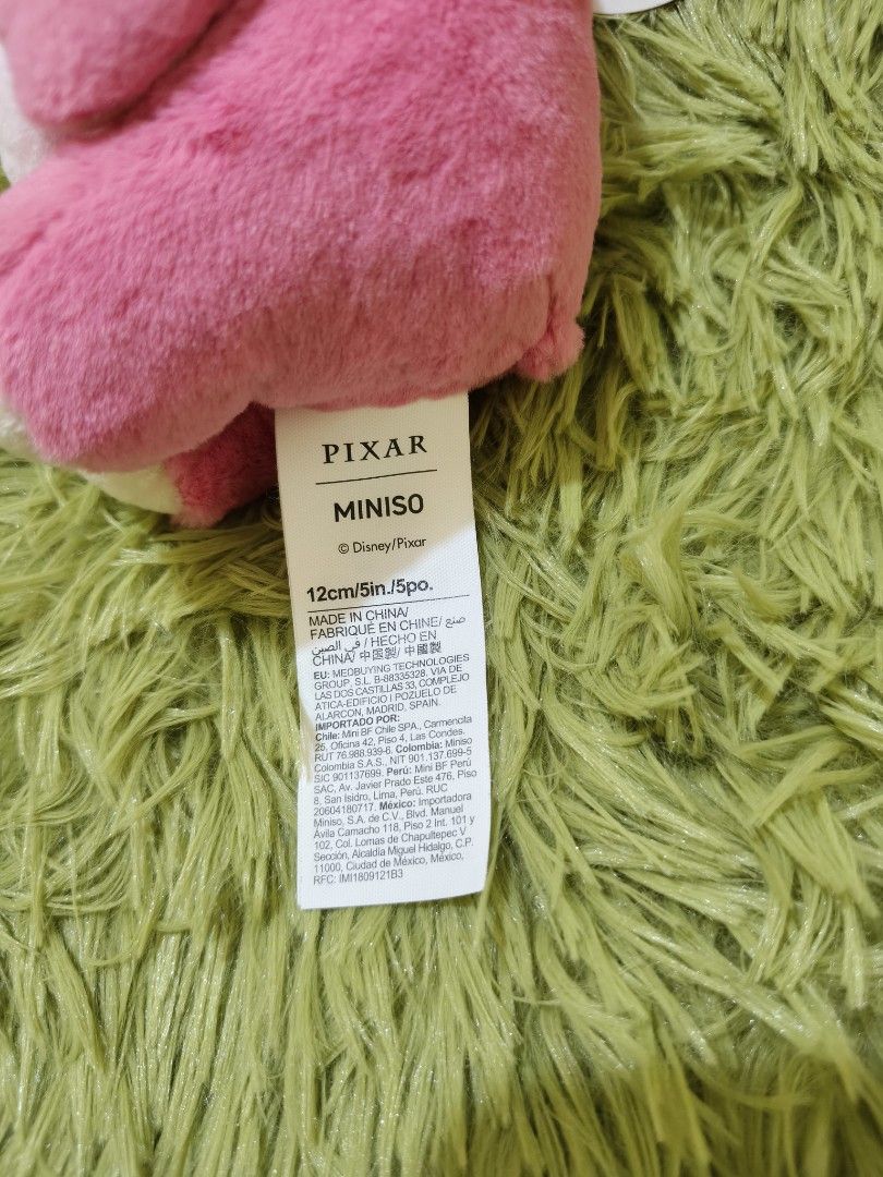 Pixar Miniso Lotso Bear Plush Keychain (Category: Plushies & Soft Toys) located in La Trinidad. Submitted by charlsensei (Listing ID 1469920573, Image 3). Description: - 100% Authentic Miniso x Pixar Lotso Bear plush toy - Size: Compact 12cm / 5 inches long - Design: Adorable sleepy expression with closed eyes, holding a white heart - Features a pink loop string for easy hanging on bags, keys, or lanyards - Brand new with original tag and packagi