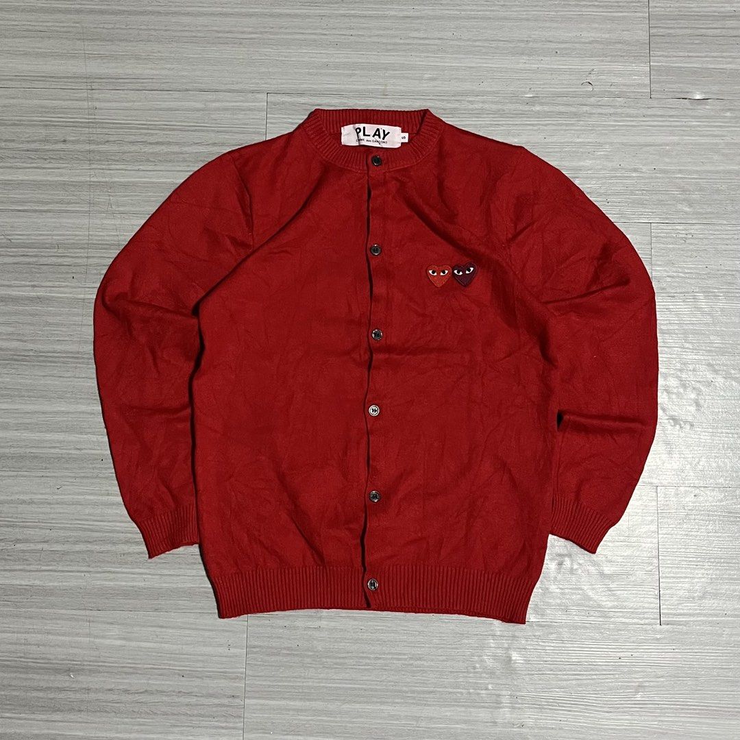 PLAY DOUBLE HEART WOOL CARDIGAN (Category: Coats, Jackets and Outerwear) located in Iloilo. Submitted by thrift2cali (Listing ID 1469893212, Image 1). Description: 18 / 24 EXCELLENT TO NEW TINYPINHLE NOT VSSBLE 10 / 10.