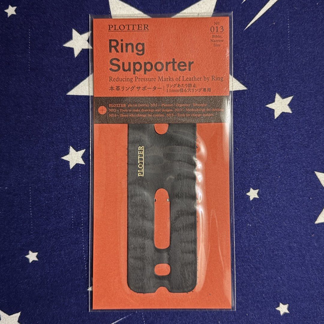 PLOTTER Ring Supporter Bible, Narrow Size (Category: Other Stationery & Craft) located in Caloocan City. Submitted by all-reet (Listing ID 1469905323, Image 1). Description: - Color: Black leather - Size: Bible and Narrow (fits 11mm ring 6-hole systems) - Purpose: Prevents ring pressure marks and dents inside planners and organizers - Condition: Brand new, still sealed in original transparent packaging Accidentally bought 2 so im selling the othe