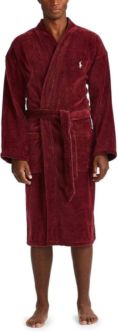 Polo Ralph Lauren Maroon Terry Bathrobe (Category: Luxury Apparel) located in Manila. Submitted by poloclubdept (Listing ID 1469893995, Image 3). Description: - Brand: Polo Ralph Lauren - Color: Deep maroon / Velvet - Material: Soft, cozy towel fabric - Design: Shawl collar, matching waist tie, and two deep front pockets - Details: Signature white embroidered pony logo on the chest - Condition: Includes original neck brand label - Perfect for dai
