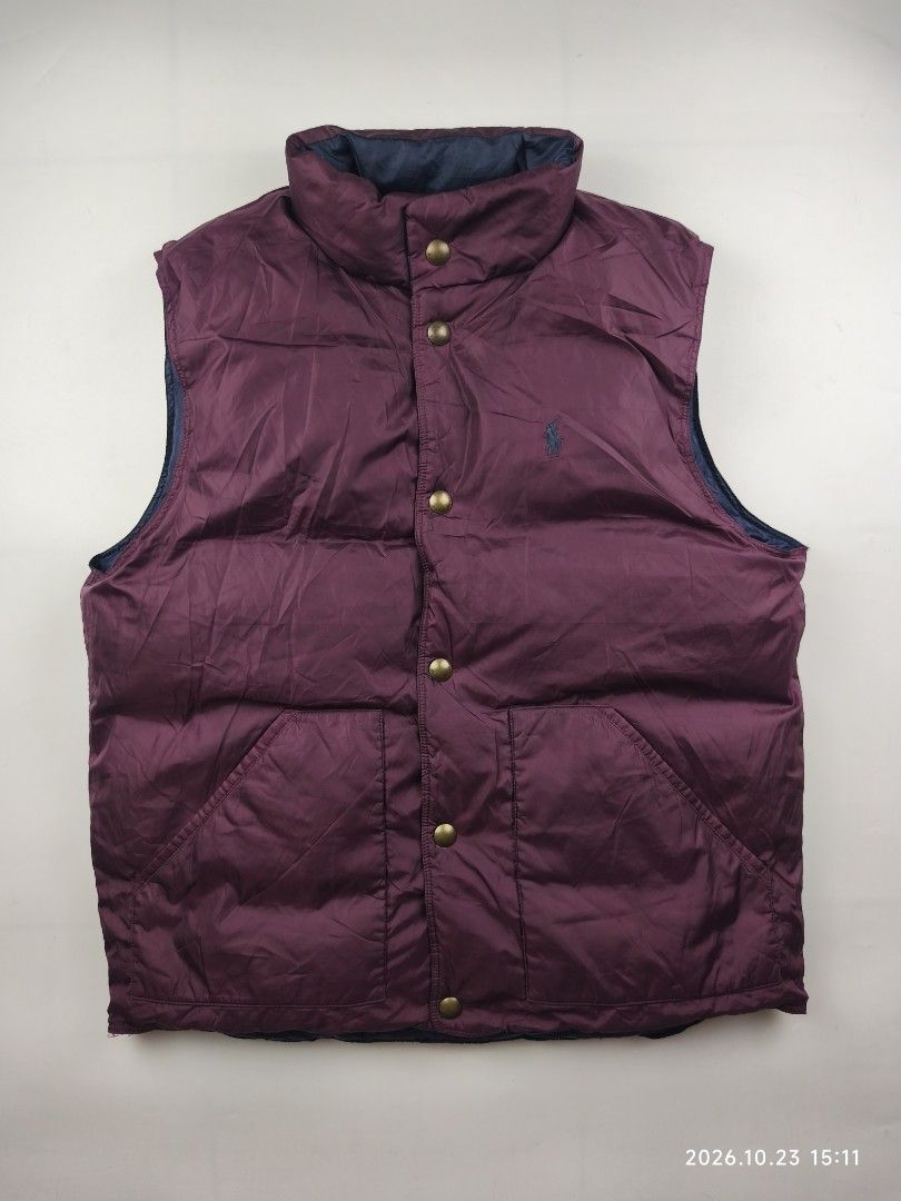 Polo ralph lauren reversible down puffer vest (Category: Coats, Jackets and Outerwear) located in Manila. Submitted by corner_finds (Listing ID 1469848253, Image 3). Description: size M on tag pit to pit 22' length 26.5' no flaws 9/10 condition or better 2999+sf dm.