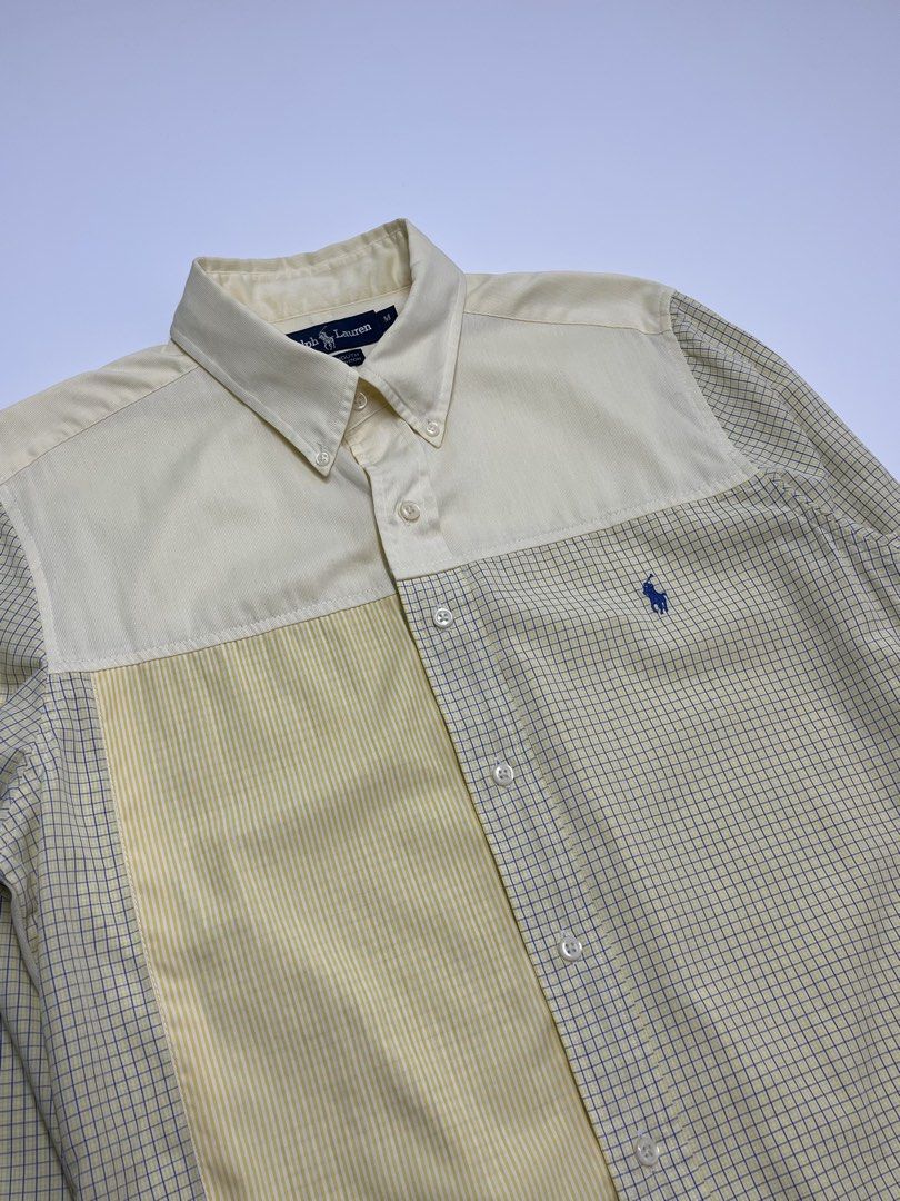 Polo RL yellow color-block and check-patterned button-down (Category: Formal Shirts) located in Angono. Submitted by thriftnalang (Listing ID 1469916883, Image 2). Description: Polo RL yellow color-block and check-patterned button-down W 20 | L 27.5 Medium tag fit to large Like new condition condition No issue .