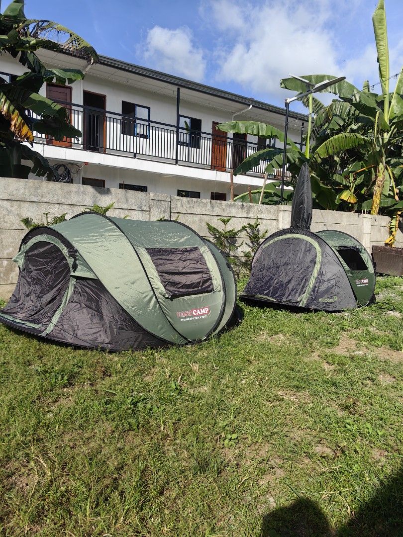 Pop up fast camp tent (Category: Hiking & Camping) located in Calamba. Submitted by princesspauliney. (Listing ID 1469894385, Image 2). Description: Fast camp idoogen Available 2-3 person 1.5k pesos 4-5 person 1.8k pesos Apaspack 3k.