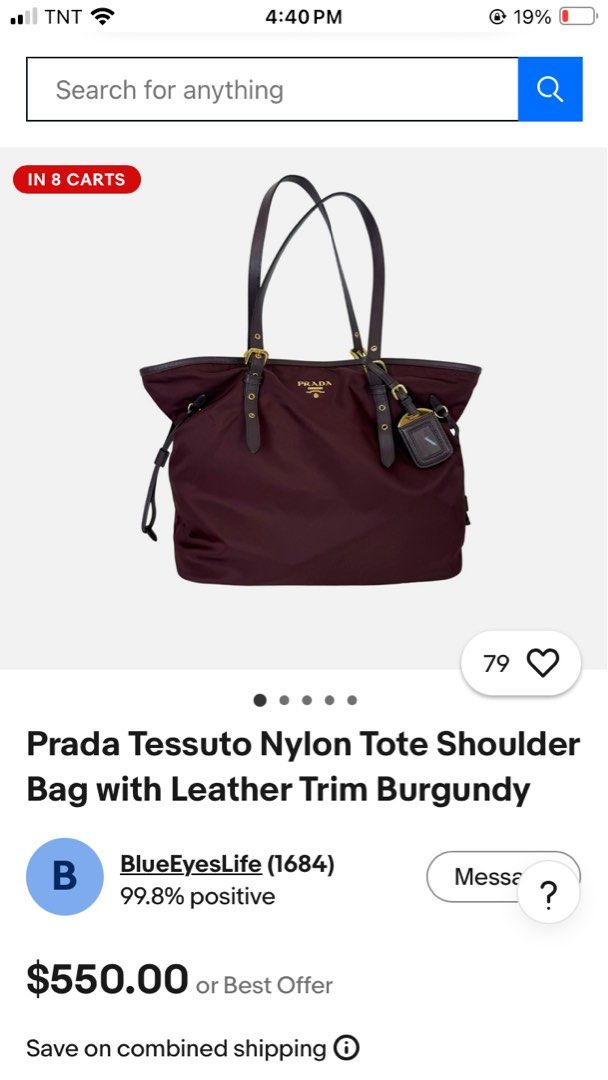 PRADA TESSUTO NYLON TOTE/SHOULDER BAG (Category: Tote Bags) located in General Mariano Alvarez. Submitted by adonid (Listing ID 1469841546, Image 2). Description: PRADA TESSUTO NYLON TOTE/SHOULDER BAG GOOD CONDITION NORMAL SIGN OD USAGE ONLY ISSUE NASA PICTURE NA YUNG SA HANDLE NIYA .