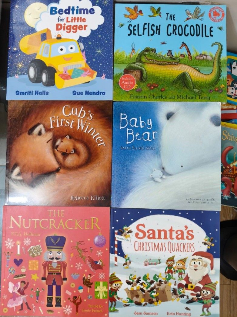 Premium Large Paperback Books Bundle (17pcs) (Category: Children's Books) located in Makati City. Submitted by wowkidsbook (Listing ID 1469897040, Image 3). Description: For as low as 25 each! Sold as a bundle only. Bundle includes the following: - Bedtime for Little Digger - The Selfish Crocodile (With CD) - Cub's First Winter - Baby Bear and the Big, Wide World (Well-used) - The Nutcracker - Santa's Christmas Quackers - Shiver Me Timbers! - Hul