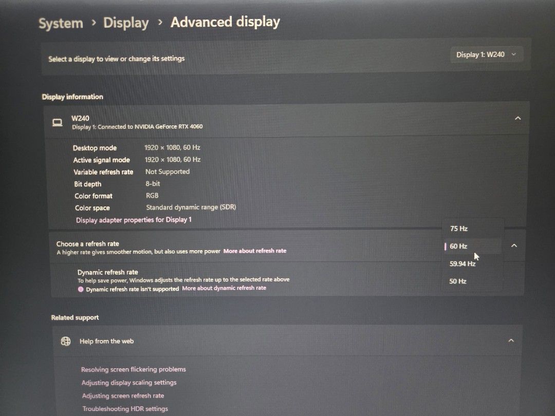 PRISM+ W240 Monitor 75Hz Display, Computers & Tech, Parts & Accessories ...