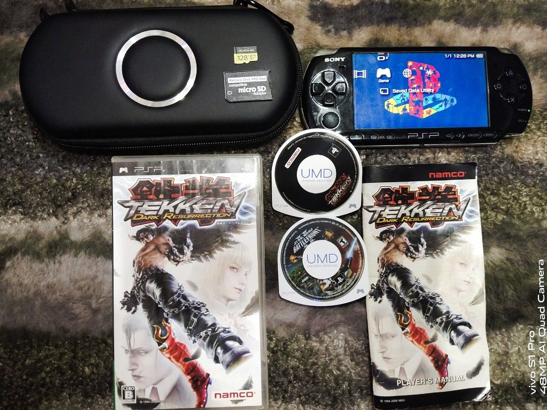 Psp 3000 slim 32gb (Category: PlayStation) located in Binan City. Submitted by jenkinabad (Listing ID 1469884374, Image 1). Description: 🎮 PSP 3000 slim black—₱4,499 32gb • 🔋 With Battery • 💼 With New Hard case • 🔌 With Charger • 💾 32GB Memory card -with Games and Themes free to req your fav. Games • Free Music mp3 • 💿6.61 Ark 4 Latest firmware version 🆓 2 Umd disc -Tekken with box and inlay (Umd Working 100%) 📖Options: 128 gb available 5