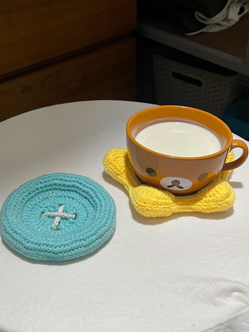 puffy star / button coaster crochet (Category: Handmade Craft) located in Dasmarinas. Submitted by hauntedhook (Listing ID 1469868233, Image 2). Description: these handmade coaster can be switched to any available color you want :) 📍 dasmarinas, cavite.