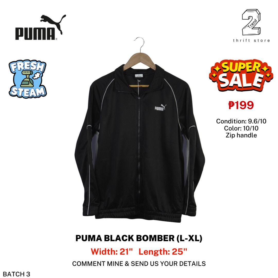 Puma Black Bomber Jacket Medium Weight (L-XL) (Category: Coats, Jackets and Outerwear) located in Marikina City. Submitted by 2trend_thrift (Listing ID 1469930620, Image 1). Description: .