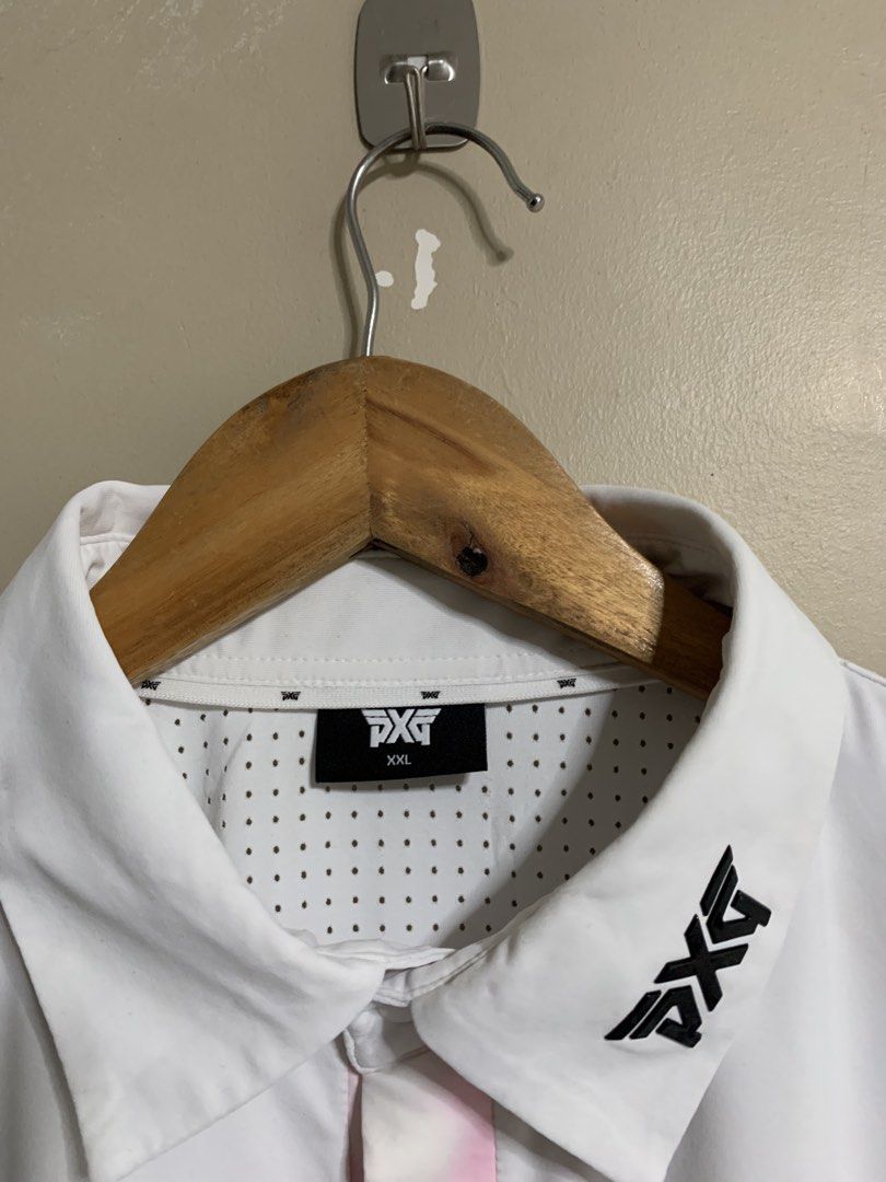 Pxg biglogo (Category: Tshirts & Polo Shirts ) located in General Santos City (Dadiangas). Submitted by jancocoby (Listing ID 1469881134, Image 2). Description: PXG Big Print Size XL Best fit 24 width x 30 Length In good condition Issue: may Pink sa buttons Mine: 399.