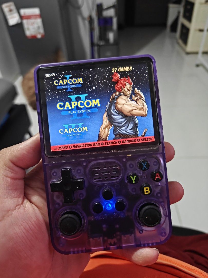 R36S Open Source Purple Handheld Game Console (Category: Nintendo) located in Tarlac. Submitted by raphocehcap (Listing ID 1469867472, Image 1). Description: Good as new slightl used. 25,000 Games (128gb card/ 2nd slot) Display: 3.5- inch IPS full viewing angle,640*480 Processor: ARM64 bit quad core A35 Cortex 1.5Ghz Default Memory storage:64GB/128G TF/MicroSD TF card: Dual card slot, support TF card expansion Colors: Transparent Purple/Transpare