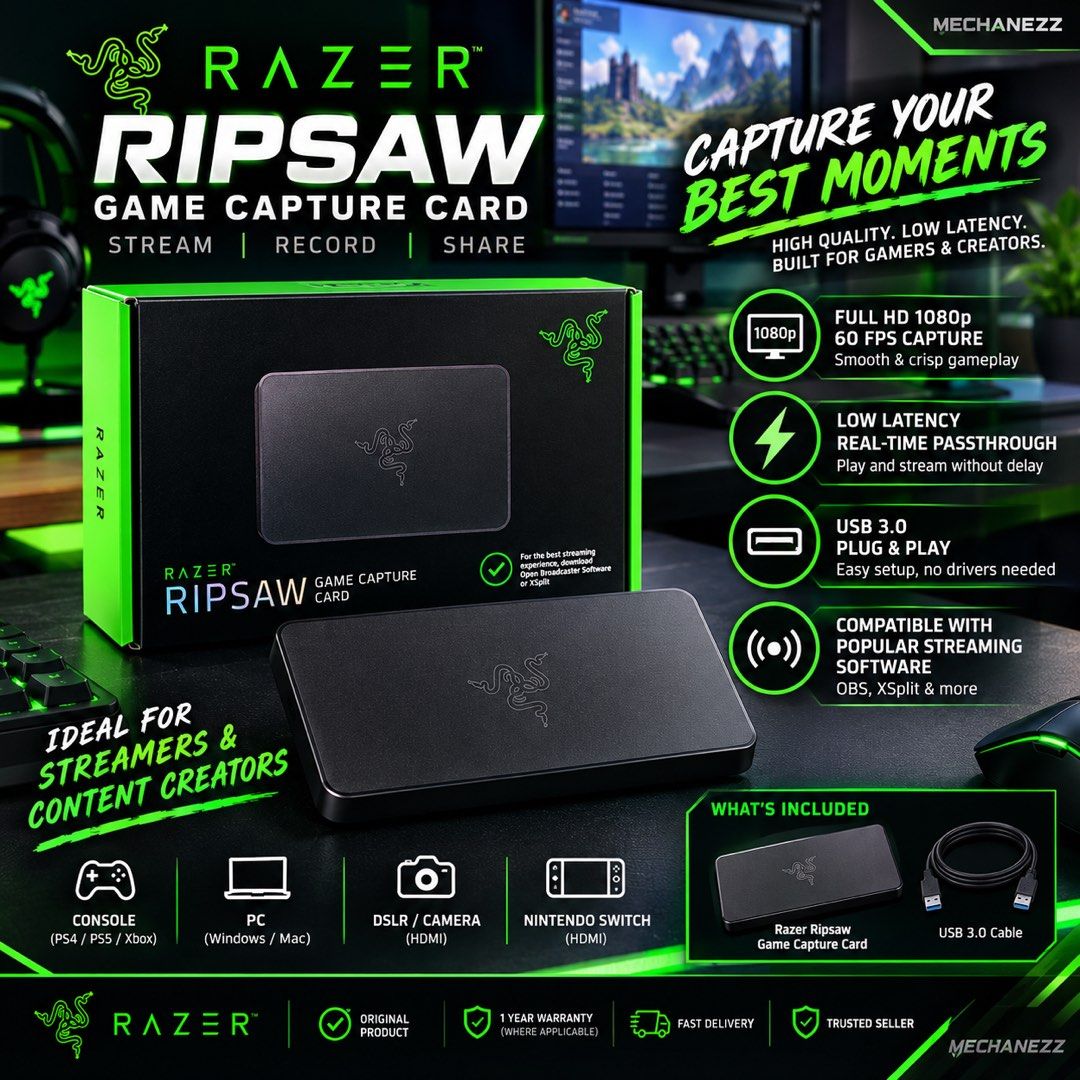 RAZER RIPSAW GAME CAPTURE CARD, Computers & Tech, Parts & Accessories ...