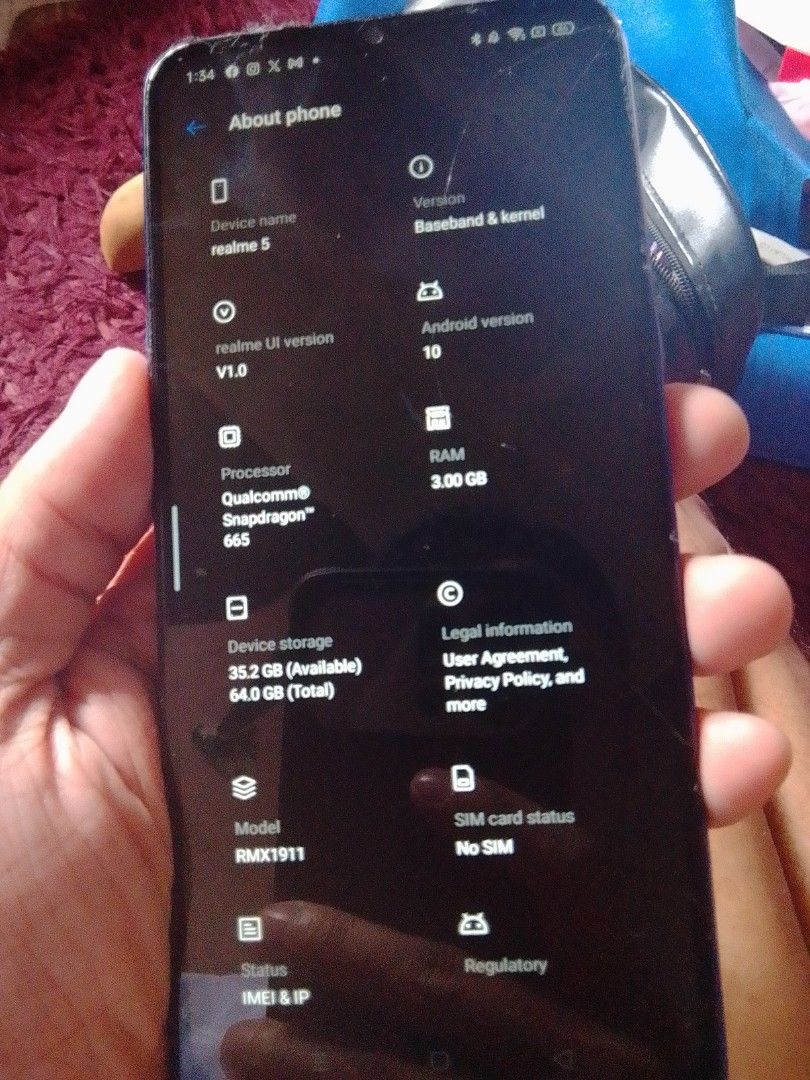 Realme 5 (Category: Realme) located in Quezon. Submitted by carlo2020123 (Listing ID 1469804332, Image 1). Description: .