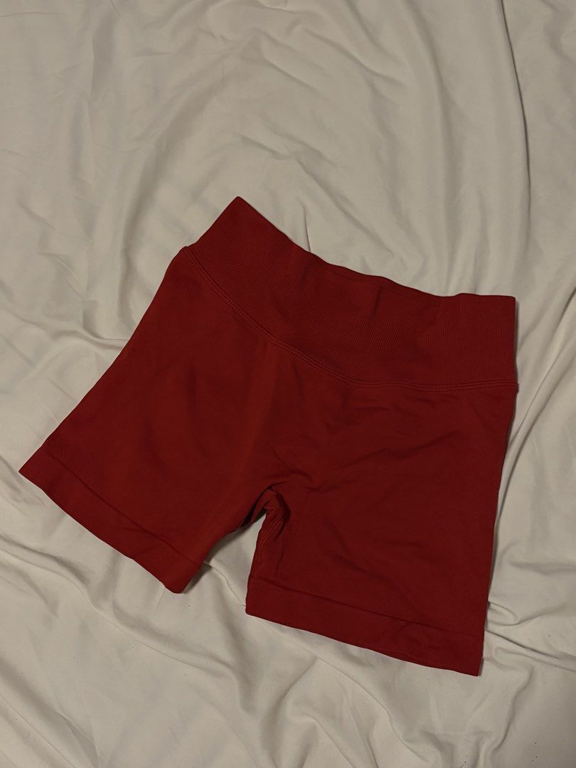 RED SCRUNCH GYM SHORTS (Category: Shorts) located in Manila. Submitted by rellasoli (Listing ID 1469867473, Image 1). Description: Red Scrunch Butt Biker Shorts ❤️ * Vibrant red, high-waisted biker shorts * Scrunch butt detail for a flattering fit * Stretchy, ribbed fabric with a wide waistband * Perfect for gym, Pilates, or casual wear * Condition: Preloved Disclaimer: * Please manage expectations as this is a preloved item. * Minor signs of wea