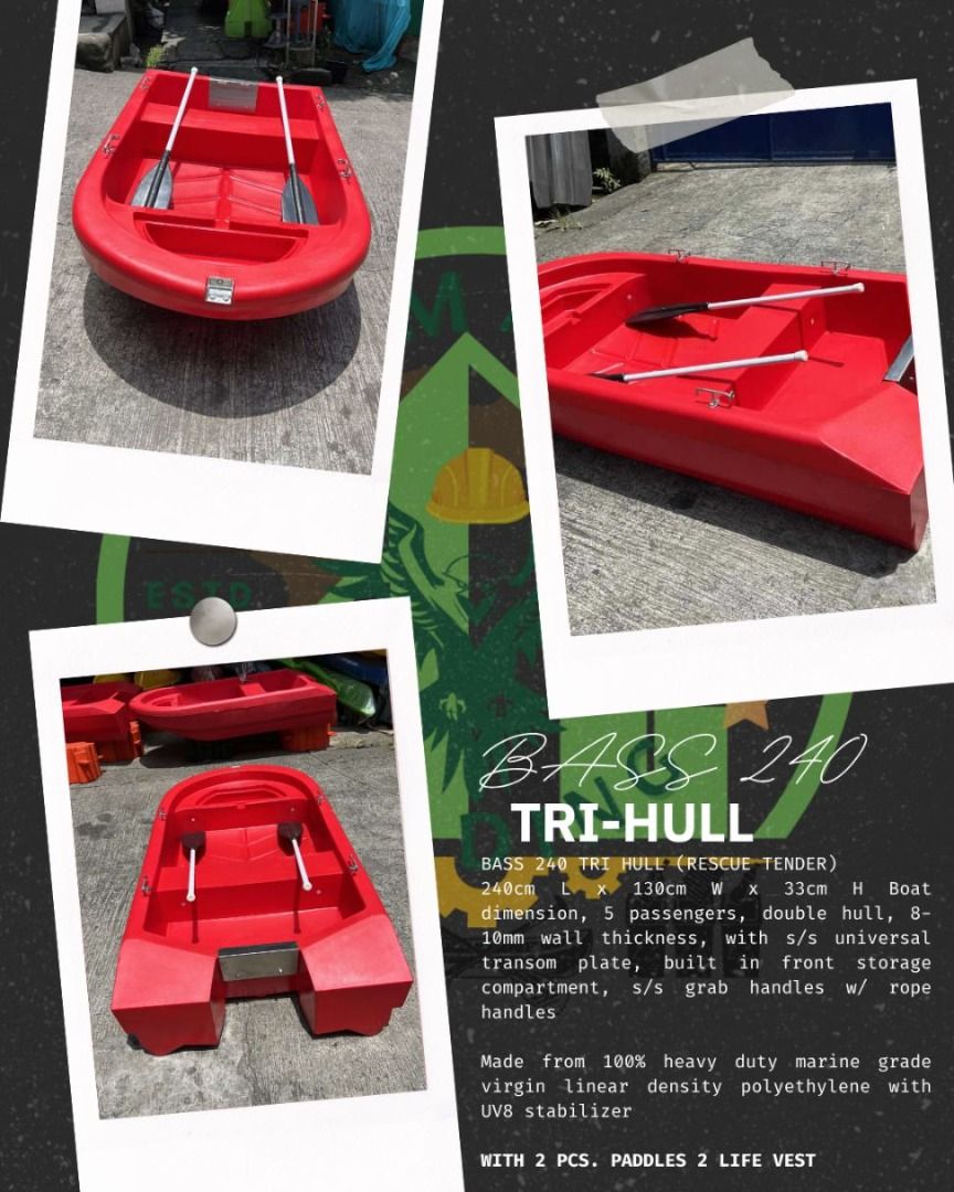 rescue boat bass 240 (Category: Water Sports) located in Quezon City. Submitted by irishbayaban20 (Listing ID 1469799315, Image 1). Description: ✅ Guaranteed lowest price ✅ Quality products ✅ 100% LEGIT TRUSTED SUPPLIER! ✅ With Complete Legal Documents ✅ BIR Registered We Supply All Kinds Of PPE Supplies, Raincoat, Hard Hat, Cooler Box, Plastic Trash Bin, Road Barriers, Kayak Boats, Crystal Kayak, Traffic Cone, T-Bollards & All Kinds Of Safety Sh