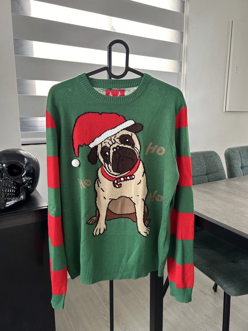 Reserved Christmas Pug Sweater (S) (Category: Formal Shirts) located in Dasmarinas. Submitted by sfclosetcleanup (Listing ID 1469845081, Image 2). Description: Issue: Thread removed. 16 x 25.