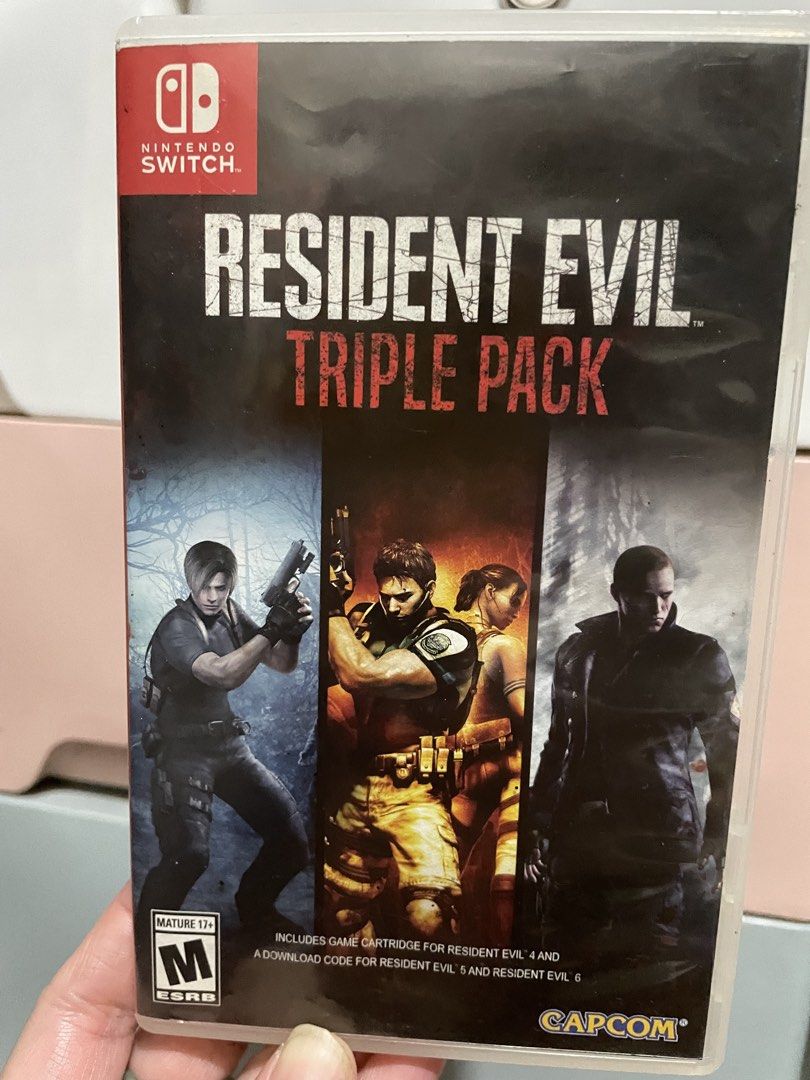 Resident Evil 4 Nintendo Switch Game (Category: Nintendo) located in Marikina City. Submitted by yanna.2009 (Listing ID 1469939194, Image 1). Description: - Platform: Nintendo Switch - Publisher: Capcom - Contents: Resident Evil 4 used codes for Resident Evil 5 & Resident Evil 6 - ESRB Rating: M for Mature (17+) - Condition: Physical game case included - Mode: Single-player and co-op support available.