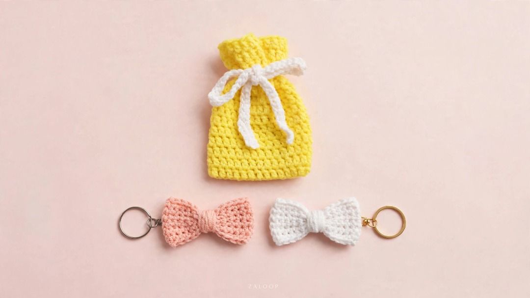 Ribbon Keychain (Category: Handmade Craft) located in Caloocan City. Submitted by gentlestone.cf60e8 (Listing ID 1469836728, Image 1). Description: Handmade Crochet Ribbon Keychain 🎀 Super cute bow / ribbon design Perfect as bag charm, keychain, or gift add-on Handmade with premium yarn (matibay, hindi basta-basta masisira) Size: ∼3 inches Perfect pang-partner sa crochet bag natin! 💗 Made to order 1-3 days Message me for customize colors.