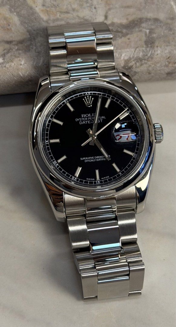 Rolex Datejust 36 (Category: Luxury Watches) located in Quezon City. Submitted by LuxPieces (Listing ID 1469928012, Image 3). Description: Rolex Datejust Ref. 116200 Size 36mm Year 2006 D Serial Black Stick Dial Roulette Date Watch only 320k.