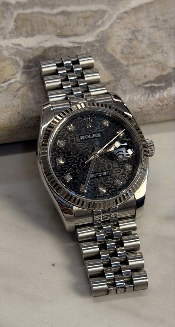 Rolex Datejust 36mm Super Jubilee (Category: Luxury Watches) located in Quezon City. Submitted by LuxPieces (Listing ID 1469920591, Image 3). Description: Rolex Datejust Size 36mm Super Jubilee Bracelet Fluted bezel Ref. 116234 Black Anniversary diamond Dial (rare) Watch only 485k only.