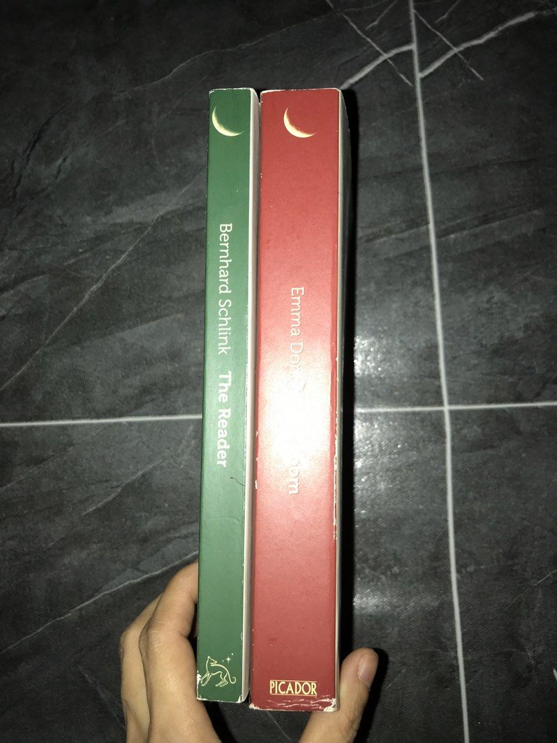 Room and The Reader World Book Night editions (Category: Storybooks) located in Pilar. Submitted by dhelsomera20308 (Listing ID 1469800924, Image 3). Description: Two paperback novels from the World Book Night series. Includes Room by Emma Donoghue from 2012 and The Reader by Bernhard Schlink from 2013. Pages have yellowed slightly over time. Covers show minor shelf wear. Standard paperback size. Great reads for book lovers looking to add to thei