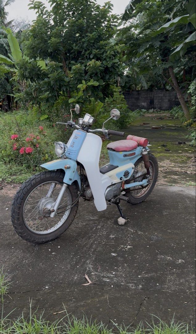 RUSH SALE: HONDA SUPER CUB CUSTOM (Category: Motorbikes for Sale) located in Manila. Submitted by gemfinderph (Listing ID 1468620038, Image 1). Description: 1997 Honda Dream C100 with custom Super Cub styling. • 100cc engine • Runs great • Custom paint job • Scrambler-style tires • Complete papers Price: ₱29,000 Location: Santa Cruz, Laguna Rush sell! .