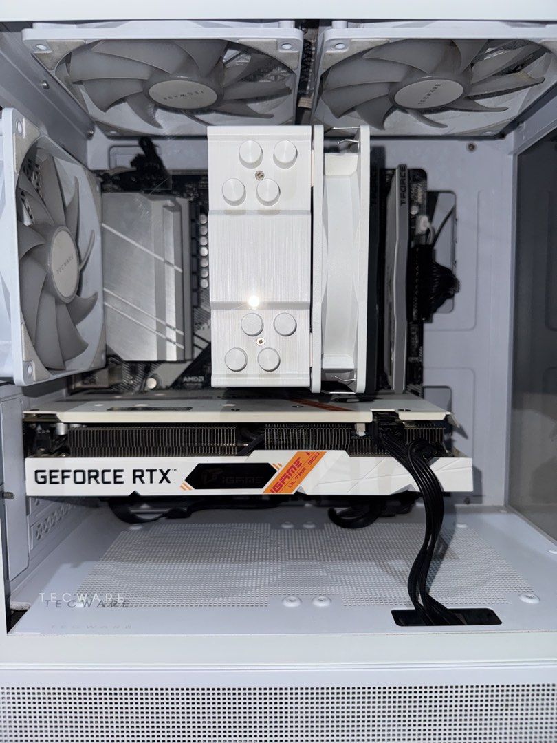 Ryzen 5 5500/ RTX 3050 (Category: Desktops) located in Manila. Submitted by streetrags.ph (Listing ID 1469906631, Image 2). Description: Can run AAA Games Solid 1080P Gaming PC Complete set Specs: AMD Ryzen 5 5500 Asrock B550M/AC WIFI Ready Motherboard Colorful iGame Geforce RTX 3050 Ultra W Duo OC 8GB V2-V- White Sealed Screws T-Force Delta RGB 16gb 3600mhz 8gbx2 DDR4- White 1TB Lexar NM610 M.2 2280 PCie Gen3x4 NVMe SSD (LNM610-1TRB) FSP HV 650W