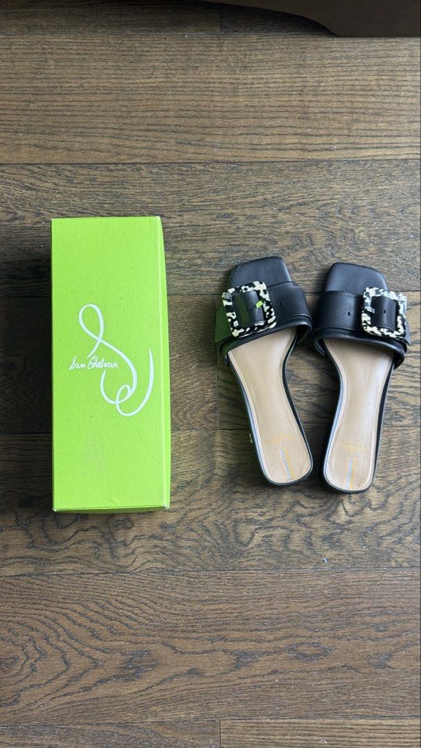 Sam Edelman Deacon Black Buckle Slide Sandals (Category: Flats & Sandals) located in Quezon City. Submitted by sr.archive (Listing ID 1469797762, Image 1). Description: Size 7 1/2 Comes with Sam Edelman box (not original box).