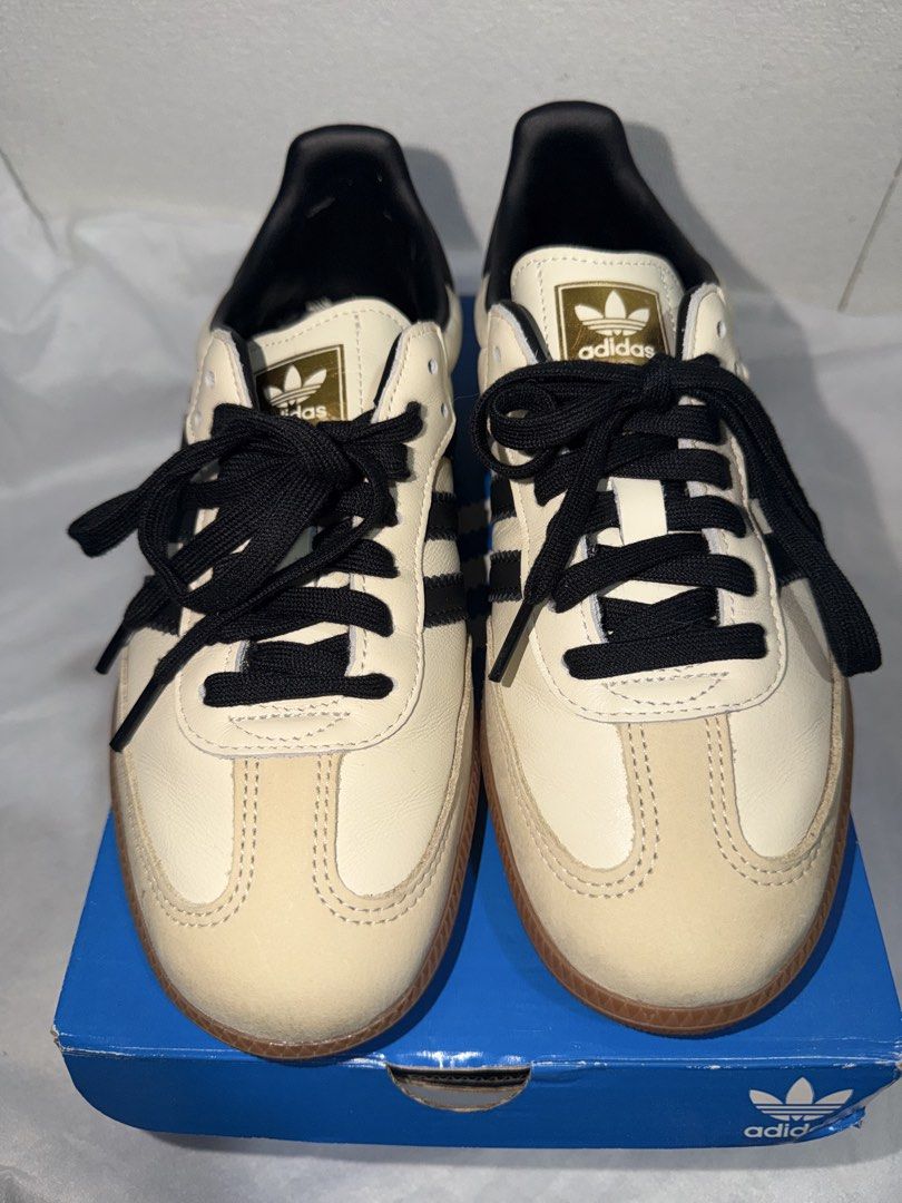 Samba OG Sand Strata (Category: Sneakers) located in Manila. Submitted by leelhu (Listing ID 1469822655, Image 1). Description: Only used once Selling because the size is too big for me Colorway: cream white | core black Inclusions: extra lace (cream), rfid, & og box Location: Taguig.