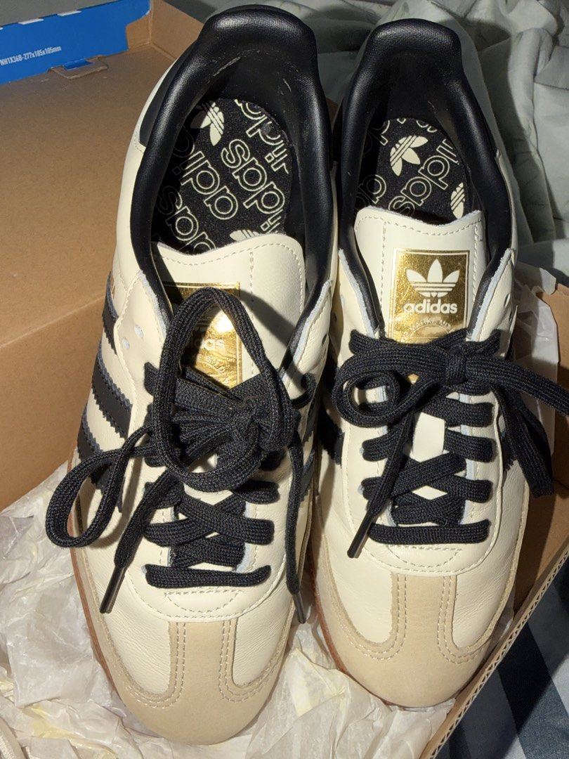 Samba OG Sand Strata (Category: Sneakers) located in Manila. Submitted by leelhu (Listing ID 1469822655, Image 2). Description: Only used once Selling because the size is too big for me Colorway: cream white | core black Inclusions: extra lace (cream), rfid, & og box Location: Taguig.