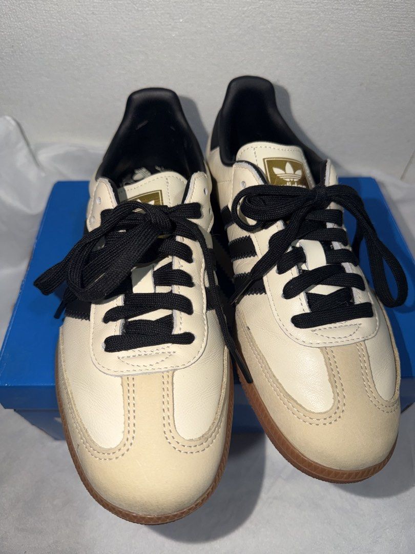 Samba OG Sand Strata (Category: Sneakers) located in Manila. Submitted by leelhu (Listing ID 1469822655, Image 3). Description: Only used once Selling because the size is too big for me Colorway: cream white | core black Inclusions: extra lace (cream), rfid, & og box Location: Taguig.