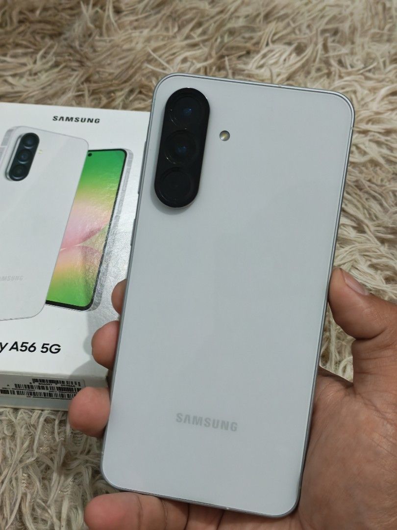 Samsung A56 5G 256gb (Category: Samsung) located in Caloocan City. Submitted by angebelena (Listing ID 1469898260, Image 2). Description: Samsung A56 5G 256gb Awesome LightGray NTC Approved Factory Unlocked Complete with box and receipt Money back guarantee if installment or Samsung Finance Minimal sign of usage No issue and all working ₱11,500 Fixed North Caloocan area. Malaria/Barracks/Tala/Bagong Silang. Pwede ko deliver mismo sa Loc nyo add n