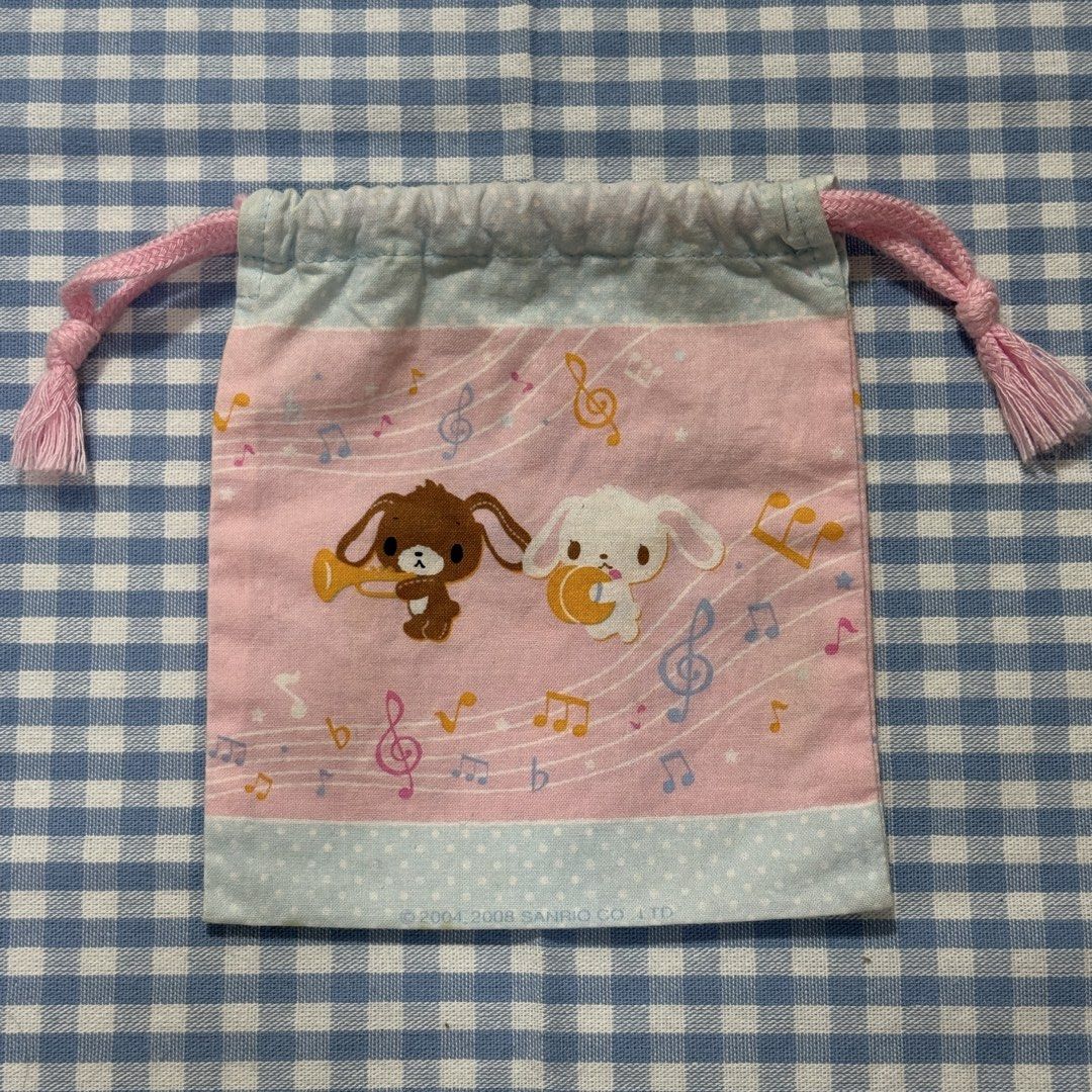 Sanrio Sugarbunnies Sugar bunnies Drawstring Pouch (Small) (Category: Purses & Pouches) located in Quezon City. Submitted by kawaeecollector (Listing ID 1469905359, Image 2). Description: - Authentic Sanrio Sugarbunnies merchandise with interior tag - Perfect for organizing small items, makeup, or trinkets - Please check condition in the photos (Need wash) FIRST TO MINE BASIS (pay within 24 hrs) fixed price! mop: gcash mod: jnt batch shipment eve