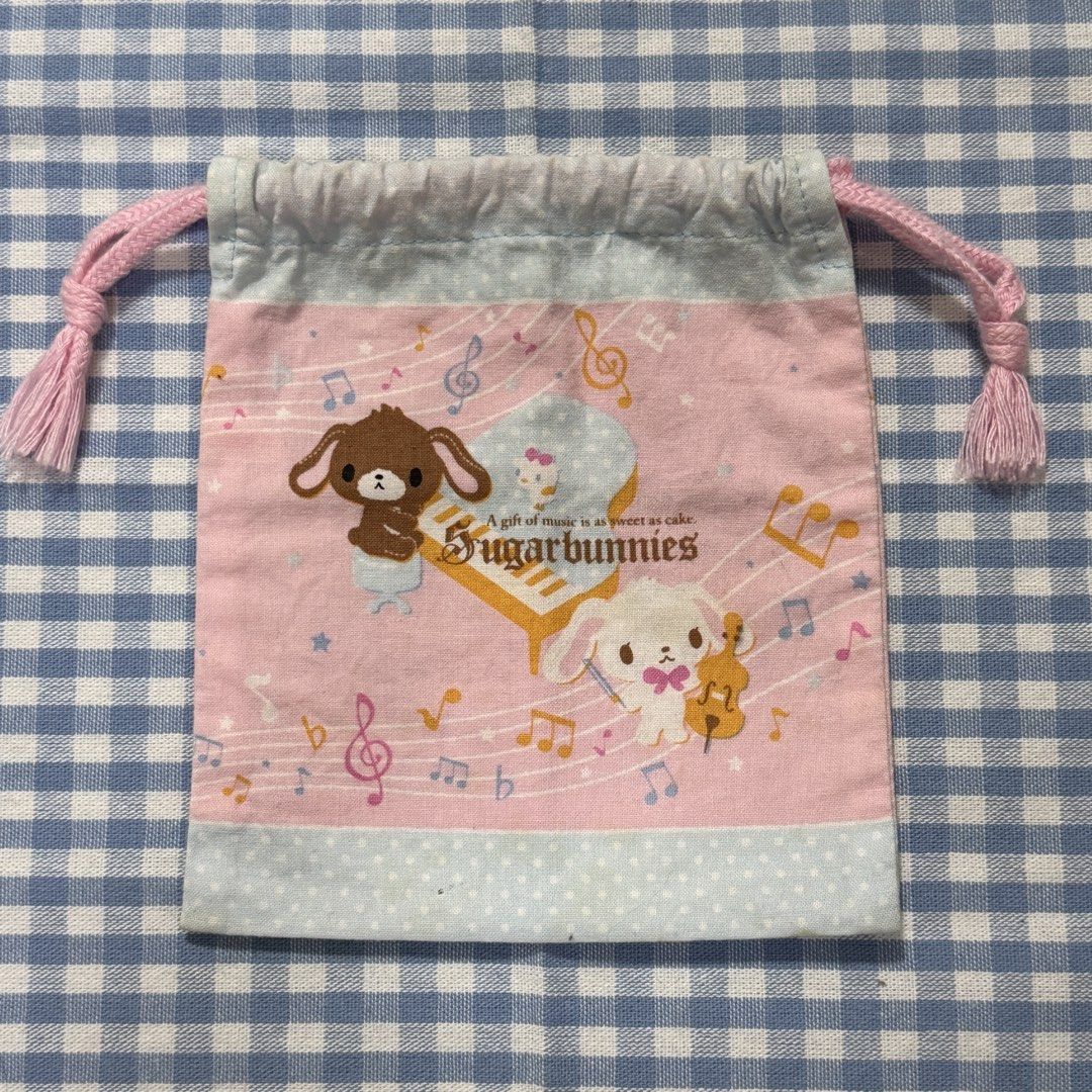 Sanrio Sugarbunnies Sugar bunnies Drawstring Pouch (Small) (Category: Purses & Pouches) located in Quezon City. Submitted by kawaeecollector (Listing ID 1469905359, Image 1). Description: - Authentic Sanrio Sugarbunnies merchandise with interior tag - Perfect for organizing small items, makeup, or trinkets - Please check condition in the photos (Need wash) FIRST TO MINE BASIS (pay within 24 hrs) fixed price! mop: gcash mod: jnt batch shipment eve