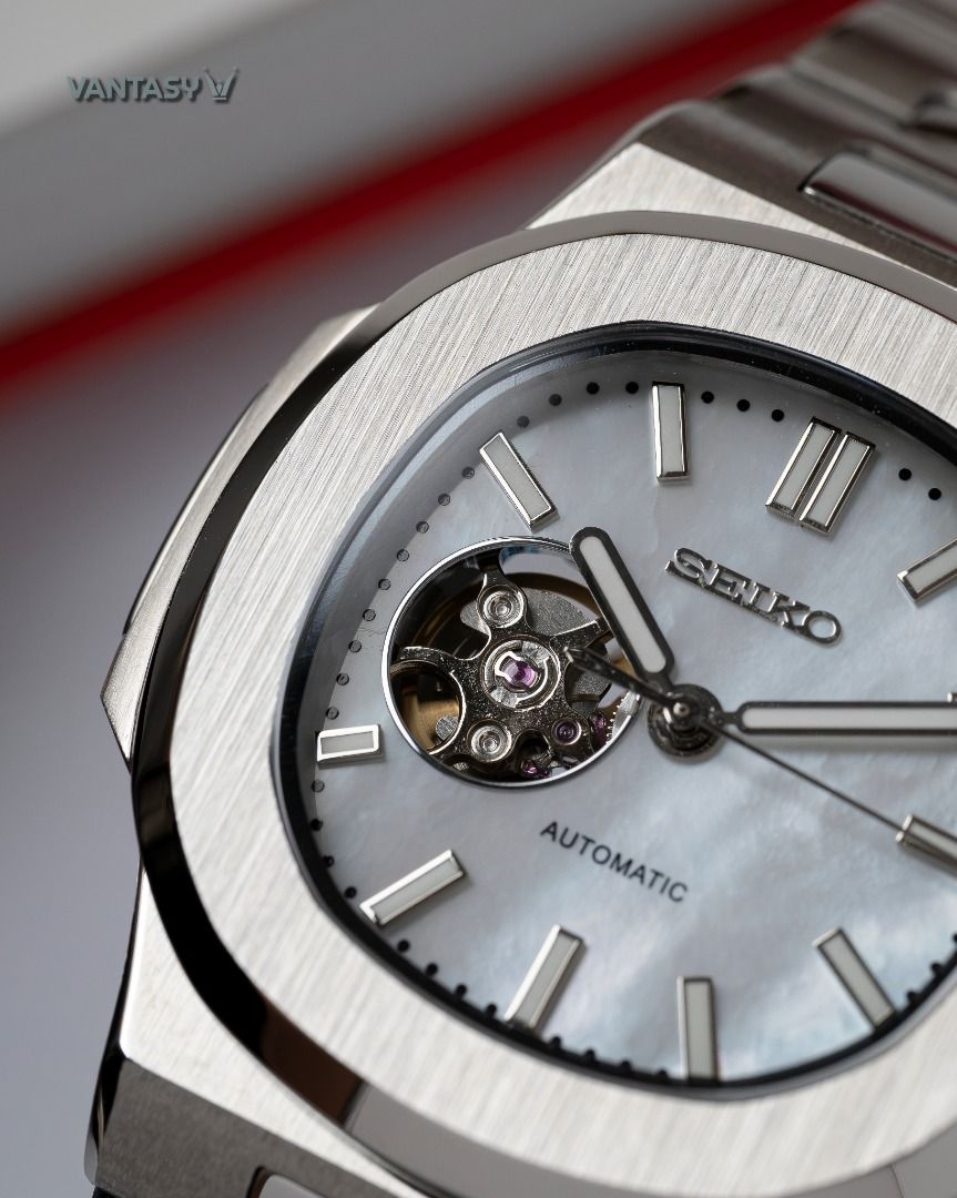 Seiko Nautilus Mod Automatic Open Heart Mother of Pearl Watch, Men's ...