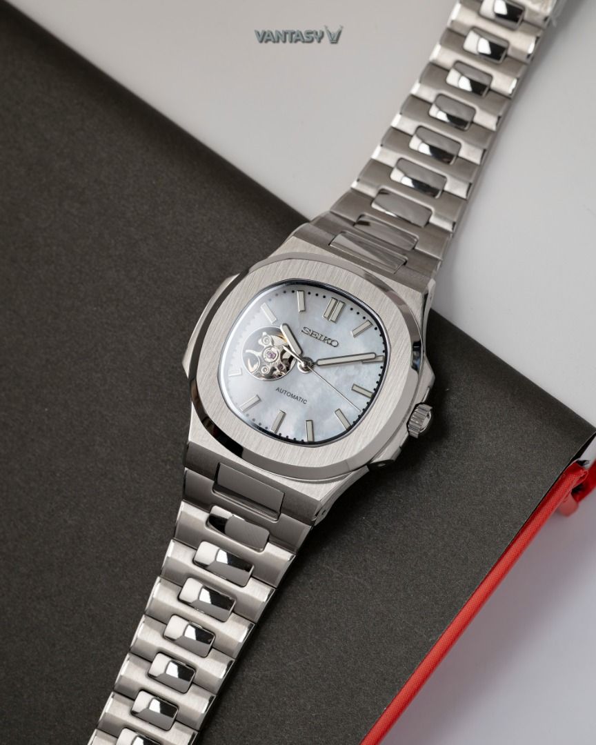 Seiko Nautilus Mod Automatic Open Heart Mother of Pearl Watch, Men's ...