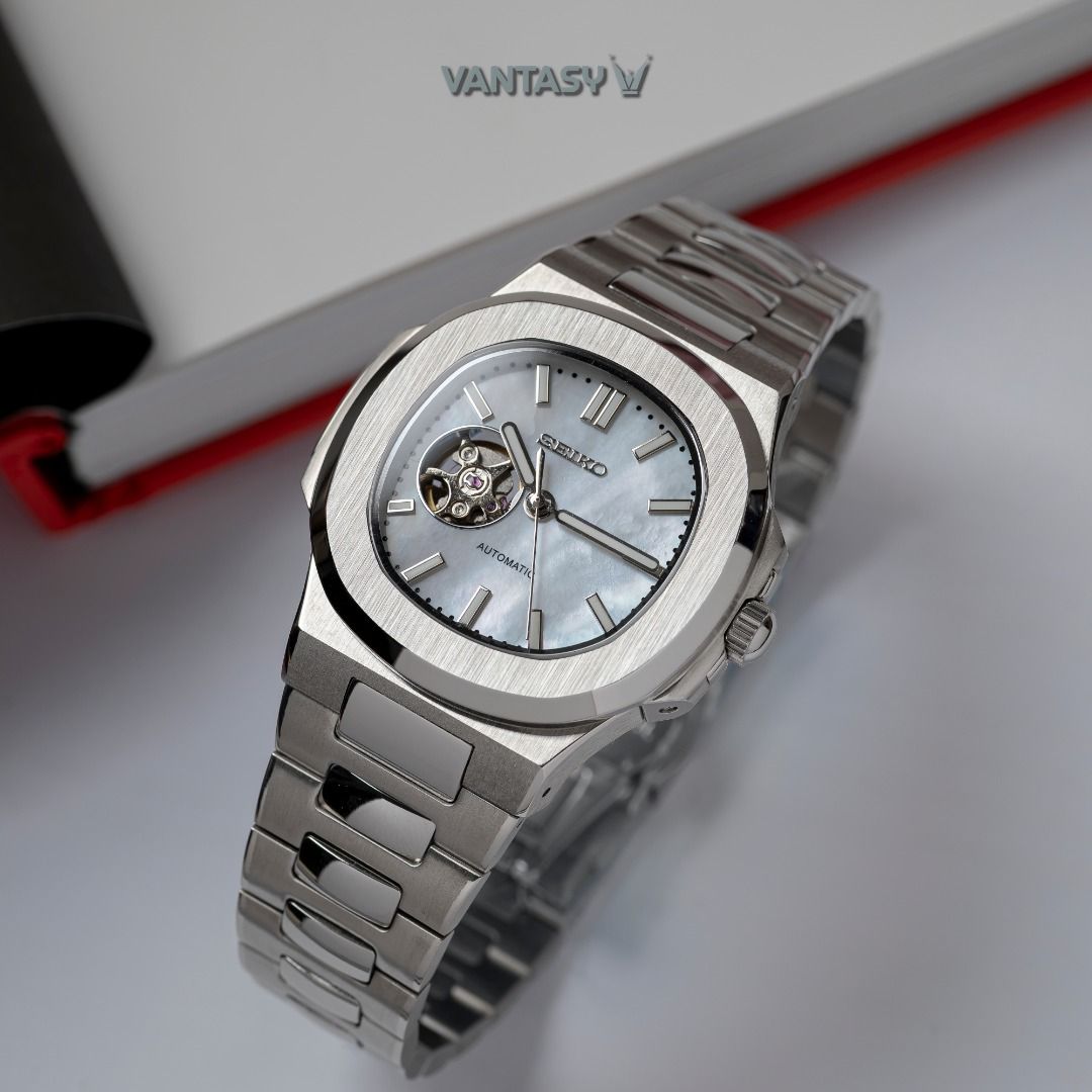 Seiko Nautilus Mod Automatic Open Heart Mother of Pearl Watch, Men's ...