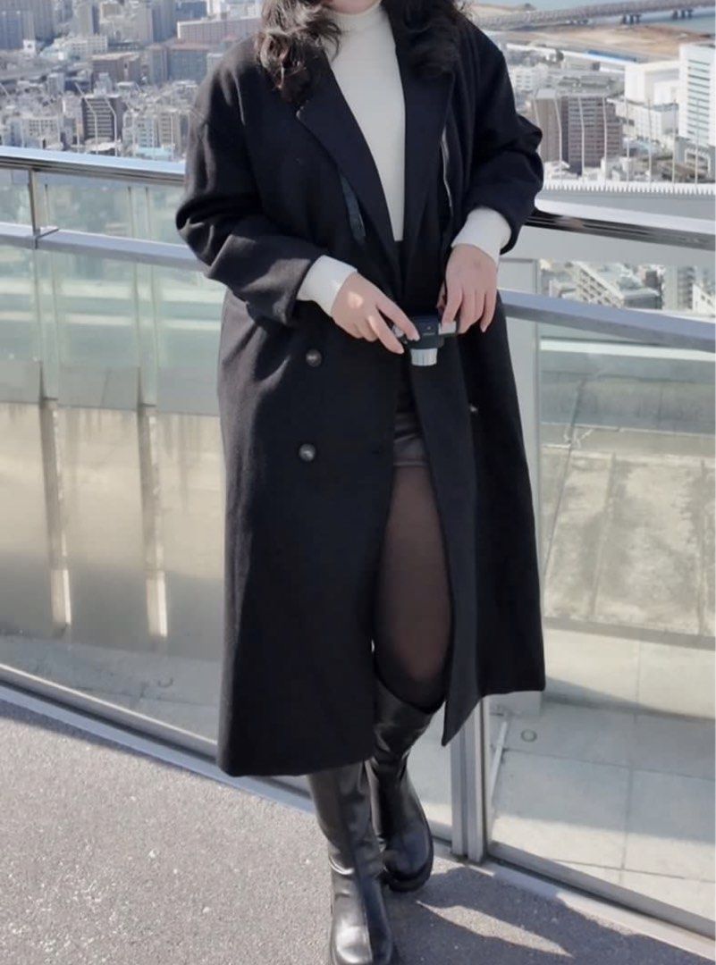 Shein Black Trench Coat (Category: Coats, Jackets and Outerwear) located in Manila. Submitted by annesson (Listing ID 1469889713, Image 2). Description: Used Once during Japan Trip HQ Fabric with pockets on both sides Height: 5’5” Medium on Tag.