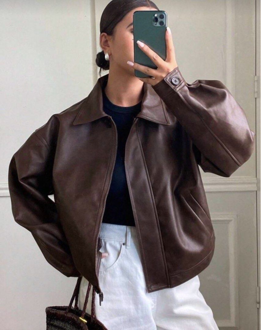 Shein Dark Brown Leather Jacket (Category: Coats, Jackets and Outerwear) located in Manila. Submitted by annesson (Listing ID 1469889237, Image 1). Description: Used once during Japan trip last January 3rd week With pockets | Kept me warm even negative degree temp Size latge on tag for oversized fit Body frame: Medium .