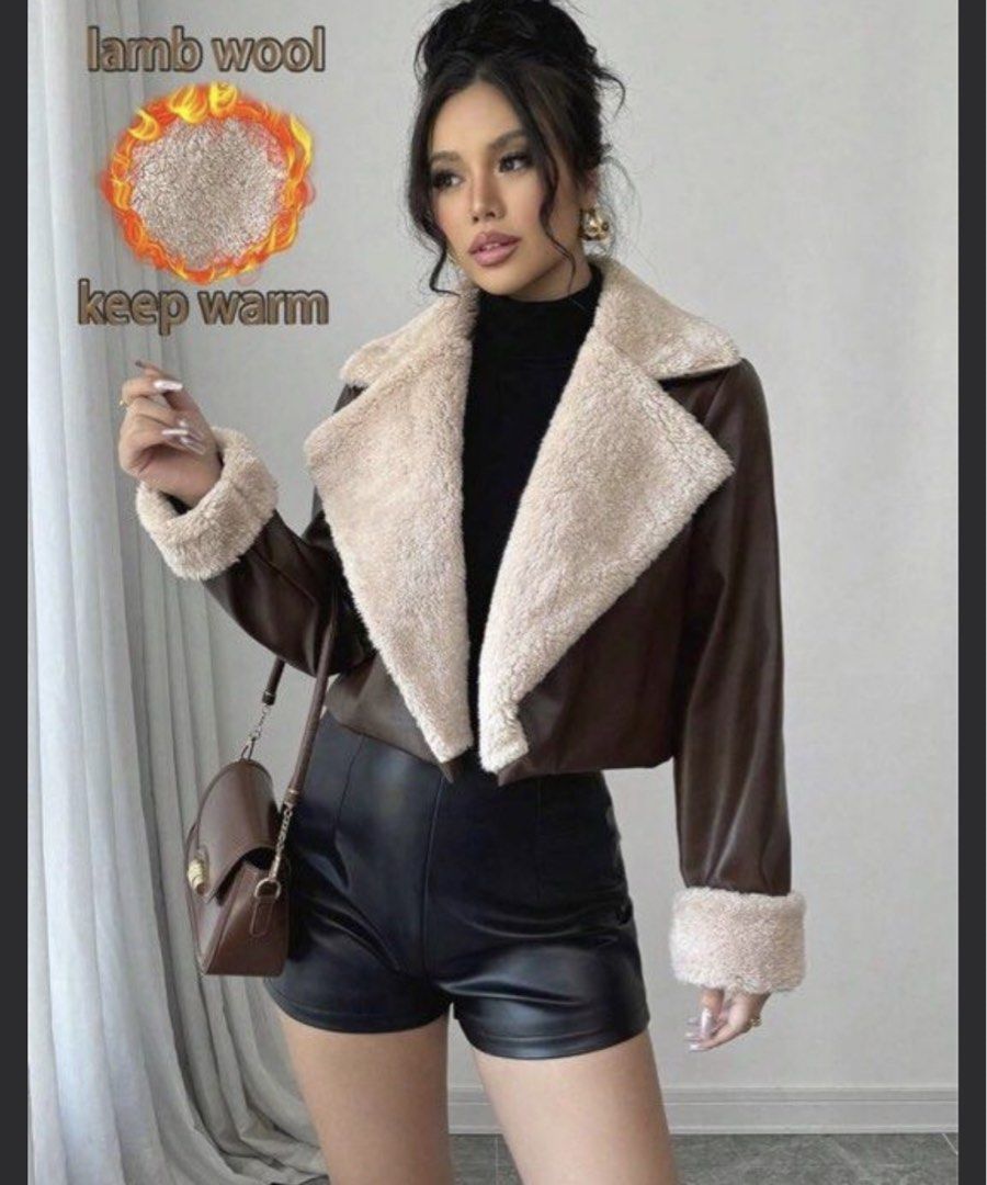 Shein PU Leather Wool Jacket (Category: Coats, Jackets and Outerwear) located in Manila. Submitted by annesson (Listing ID 1469888837, Image 1). Description: Brandnew Large on Tag Spare from winter trip.