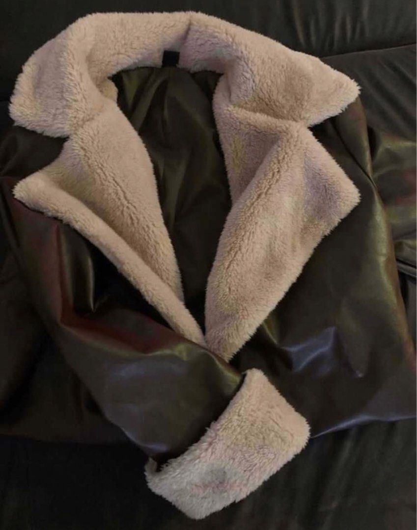 Shein PU Leather Wool Jacket (Category: Coats, Jackets and Outerwear) located in Manila. Submitted by annesson (Listing ID 1469888837, Image 2). Description: Brandnew Large on Tag Spare from winter trip.