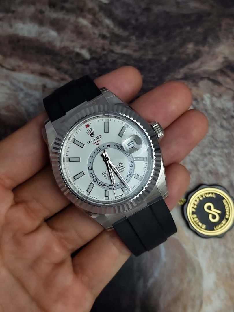 Skydweller White Dial WG Oysterflex (Category: Men's Watches) located in Makati City. Submitted by swissperpetual (Listing ID 1469785564, Image 2). Description: Rolex Oyster Perpetual Sky-Dweller White Gold White Dial Oysterflex 336239 42mm 2023 Complete Set Comes with some Rolex Factory stickers Condition: 9.5/10 (Excellent condition) Price: P2,248,000 Negotiable 🤝 7 Day Moneyback Guarantee 🧑‍🔧 1 Year SP Service Warranty 💱 Trades Offers and 