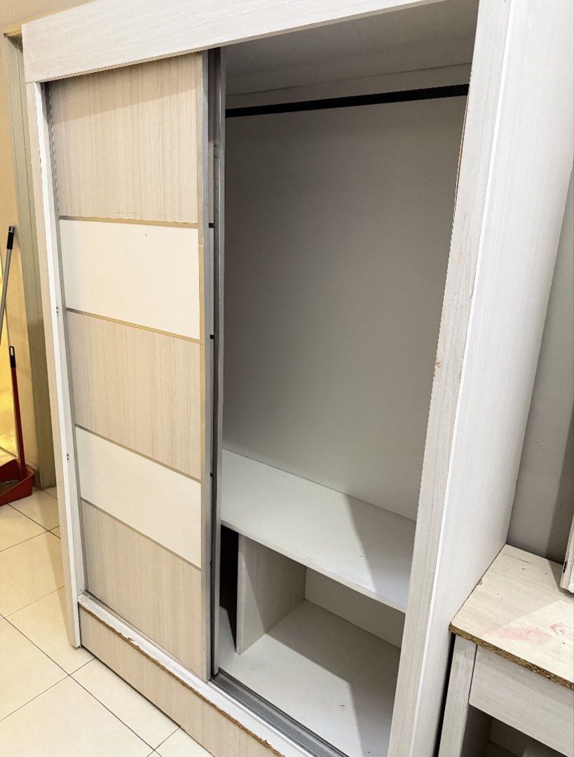 Sliding Door Wooden Wardrobe with Dressing Table Set, Furniture & Home ...