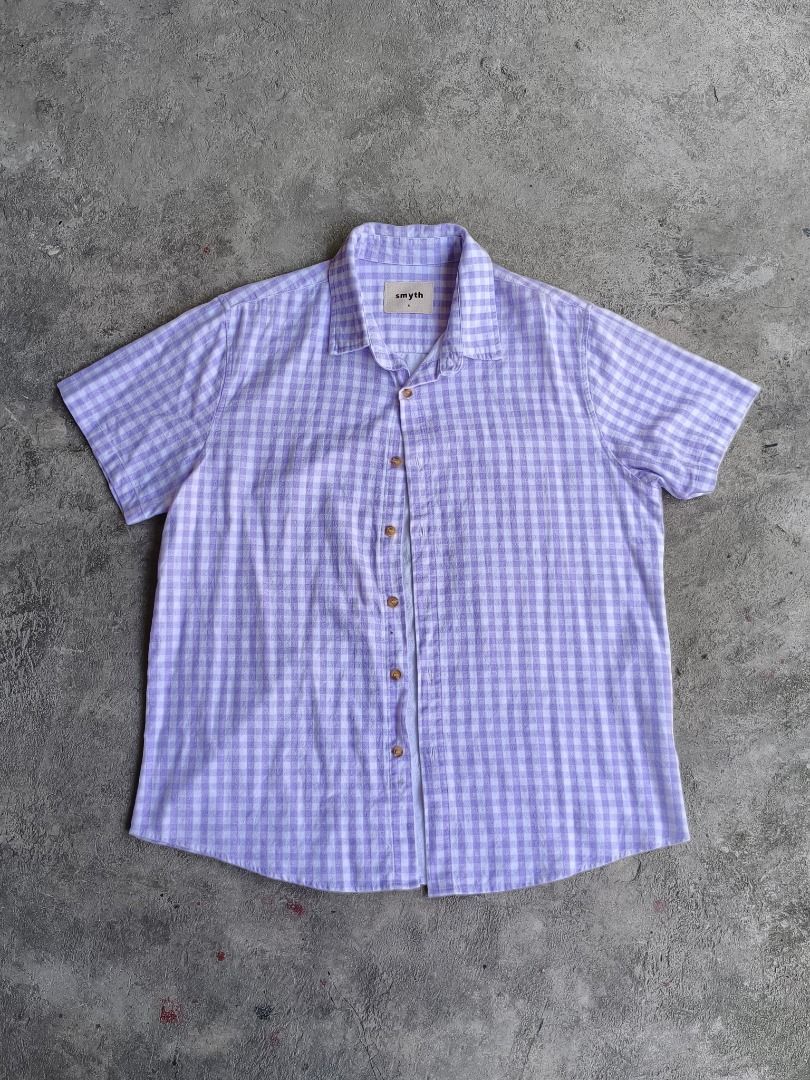 Smyth Lavender Plaid Button-down Polo Shirt (Category: Tshirts & Polo Shirts ) located in Cavite. Submitted by benta.ni.jm (Listing ID 1469896486, Image 1). Description: Size: M Dimensions: 22x27.5 Condition: 10/10 Color Rate: 10/10 Issue: 📩📩📩.