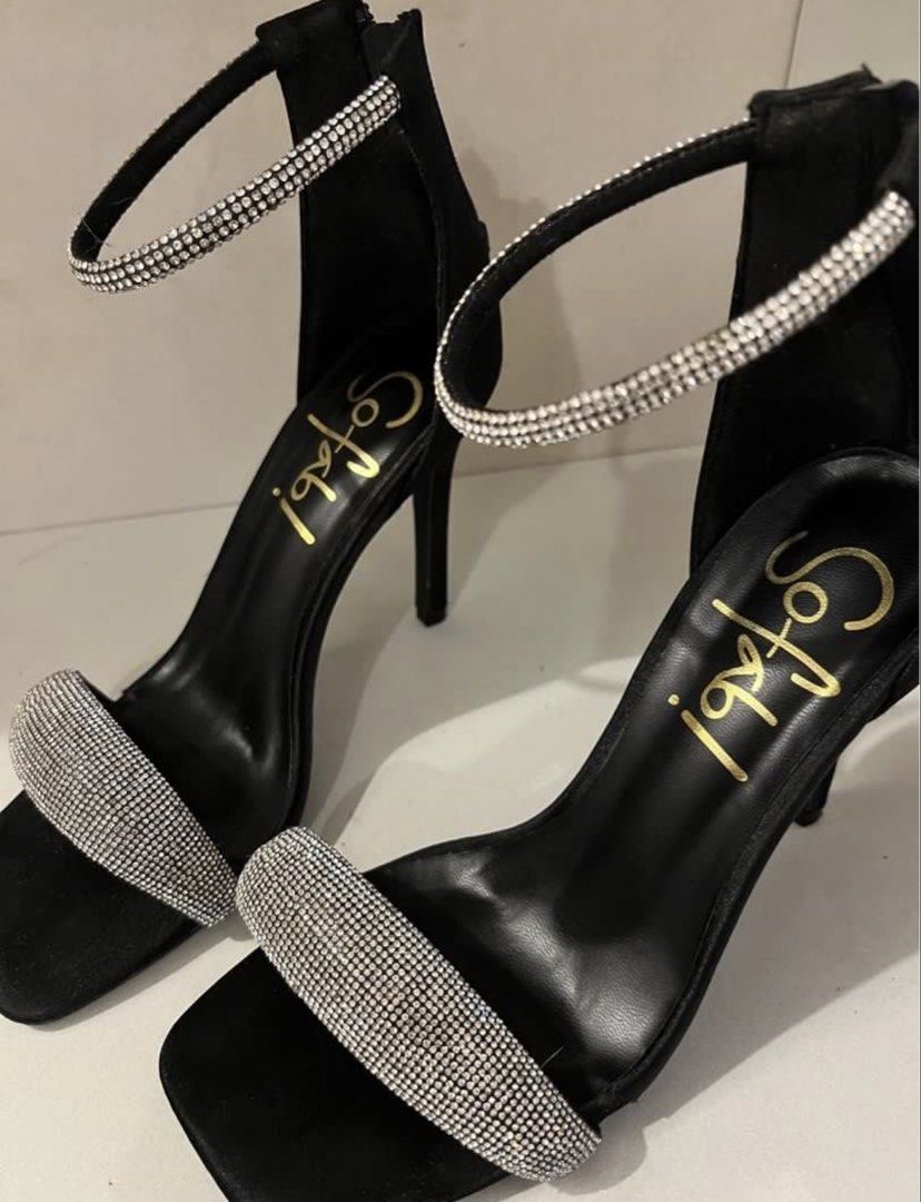 SOFAB HIGH HEELS WITH RHINESTONE (Category: Sandals) located in Malabon City. Submitted by chimms1013 (Listing ID 1469777885, Image 3). Description: Used twice. Kept in storage box after use. May free na pamalit sa tip ng heels.