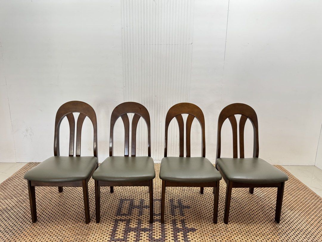 Solid wood dining chair (Category: Chairs) located in Quezon City. Submitted by matetdevis13 (Listing ID 1469906263, Image 2). Description: KITSUTSUKI MARK Solid Wood 4-Piece Dining Chair Price: 8,900 L18 x W21 x H34/16 In good condition Code JMD35-M88.