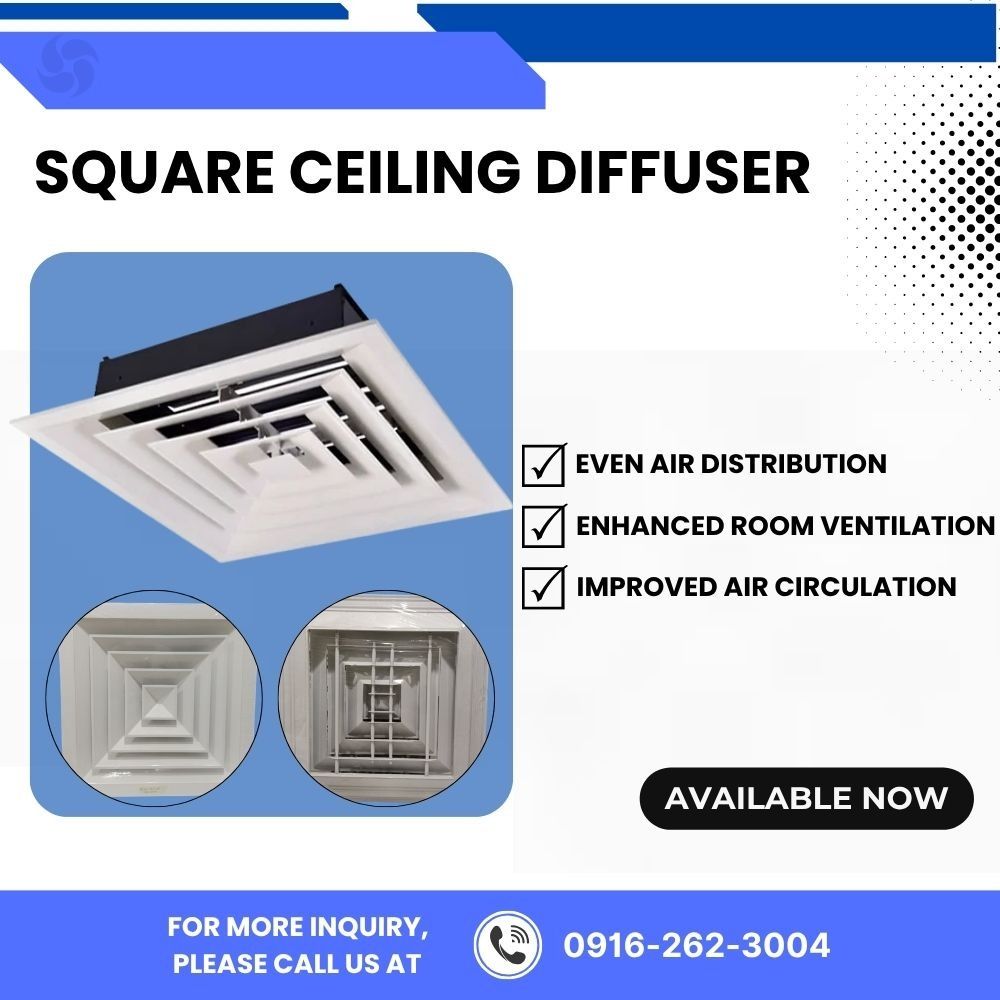 SQUARE CEILING DIFFUSER (Category: Everything Else Others) located in Makati City. Submitted by johnstone_mkt (Listing ID 1469765118, Image 1). Description: The Square Ceiling Diffuser is a high-efficiency terminal air distribution device engineered for commercial, industrial, and residential HVAC systems. It is designed to deliver uniform air distribution, ensuring optimal thermal comfort and consistent indoor air quality while seamlessly blendi