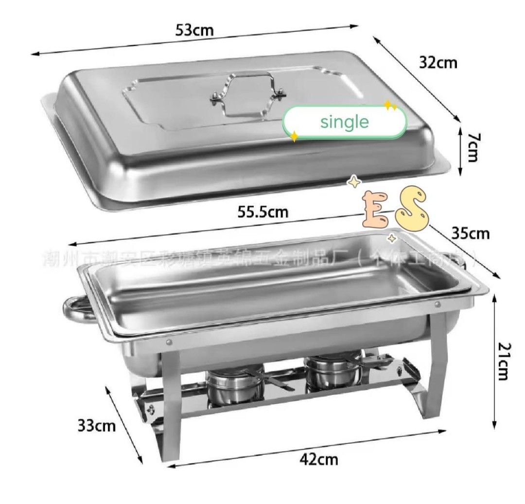 Stainless chafing dish 12L (Category: Announcements) located in Manila. Submitted by haideshop (Listing ID 1469812731, Image 2). Description: 12L Stainless Steel Chafing Dish Single 1100 Double 1200 Three girds 1300.