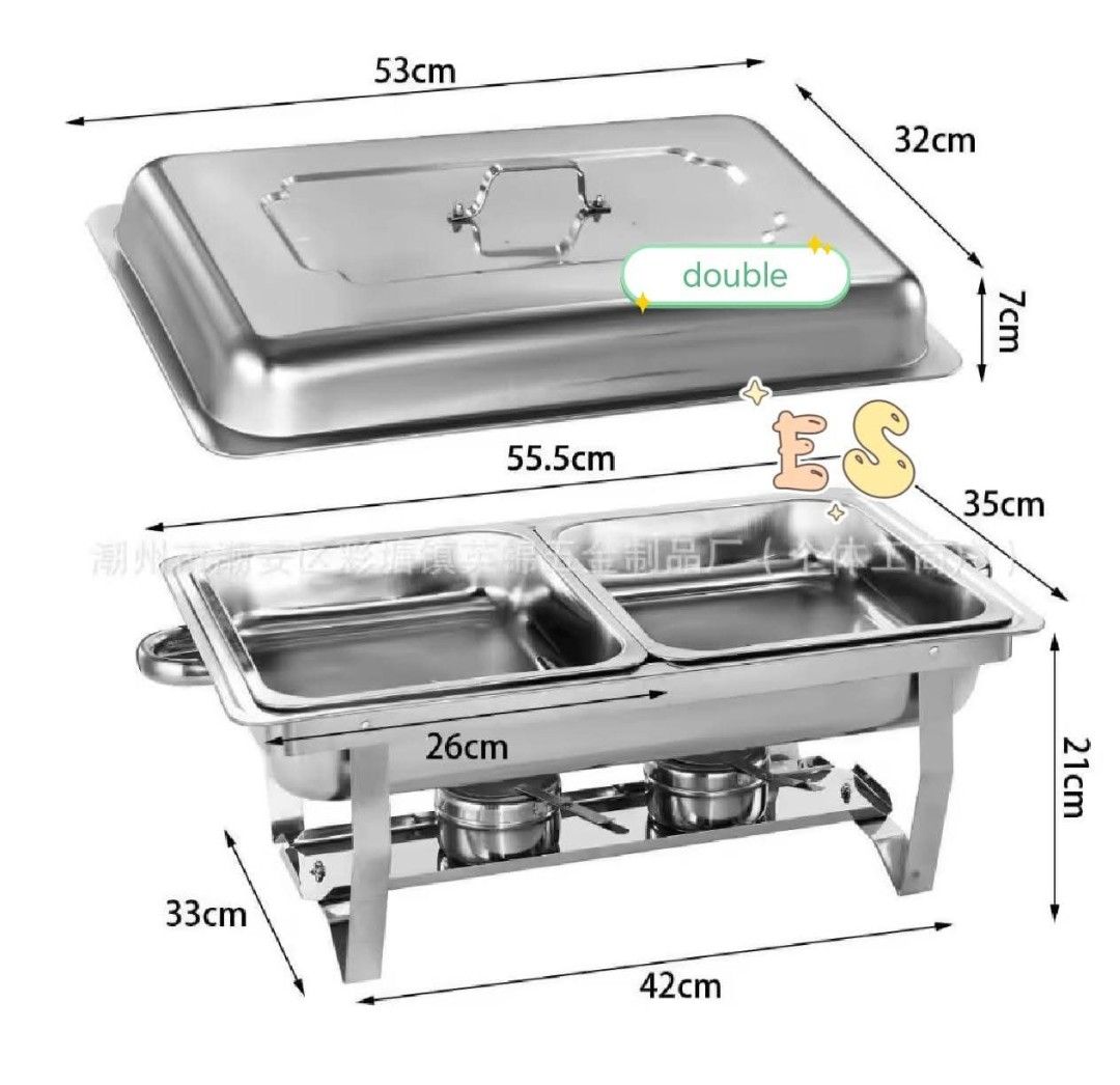 Stainless chafing dish 12L (Category: Announcements) located in Manila. Submitted by haideshop (Listing ID 1469812731, Image 1). Description: 12L Stainless Steel Chafing Dish Single 1100 Double 1200 Three girds 1300.